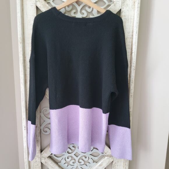 Chloe & Jasmine Women Plus Size 2X Pullover Long Sleeve Knit Sweater Black Lilac - Picture 4 of 4